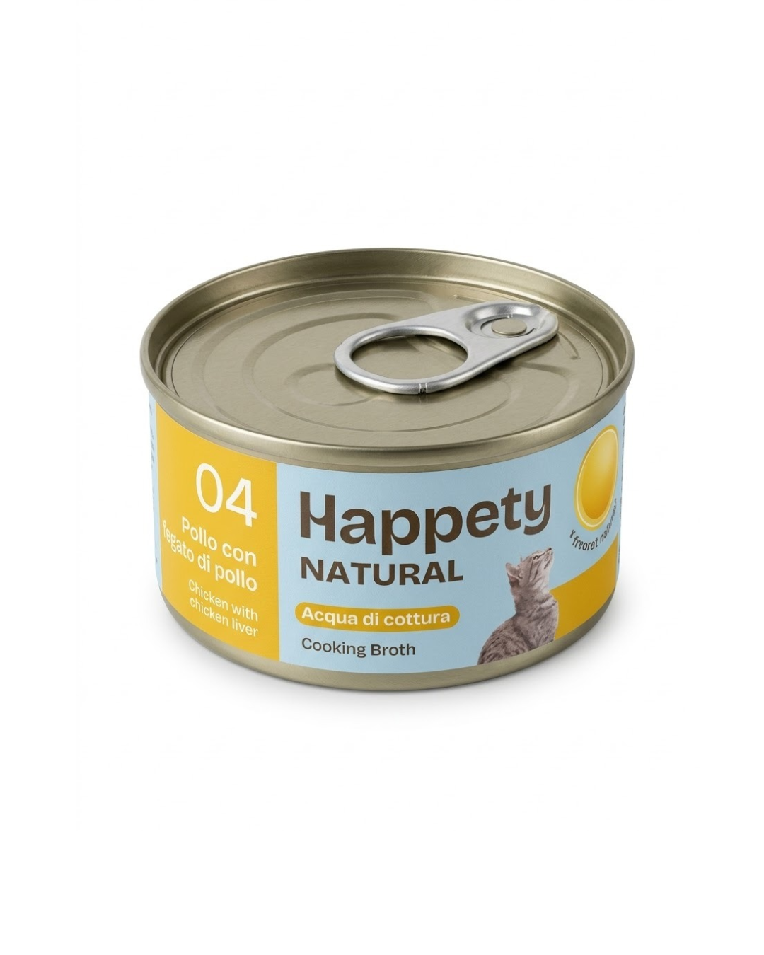 Happety Cat Wet - Straccetti al Naturale in Brodo di Cottura - 04 Pollo Con Fegato Di Pollo 70 gr