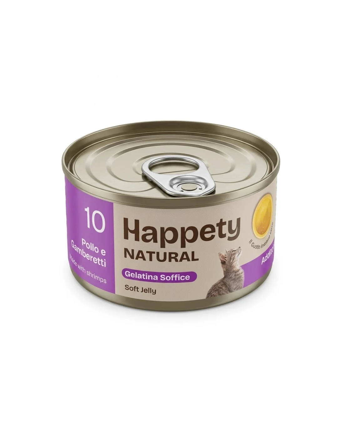 Happety Cat Wet - Gelatina Soffice Naturale in Jelly - 10 Pollo Con Gamberi 70 gr