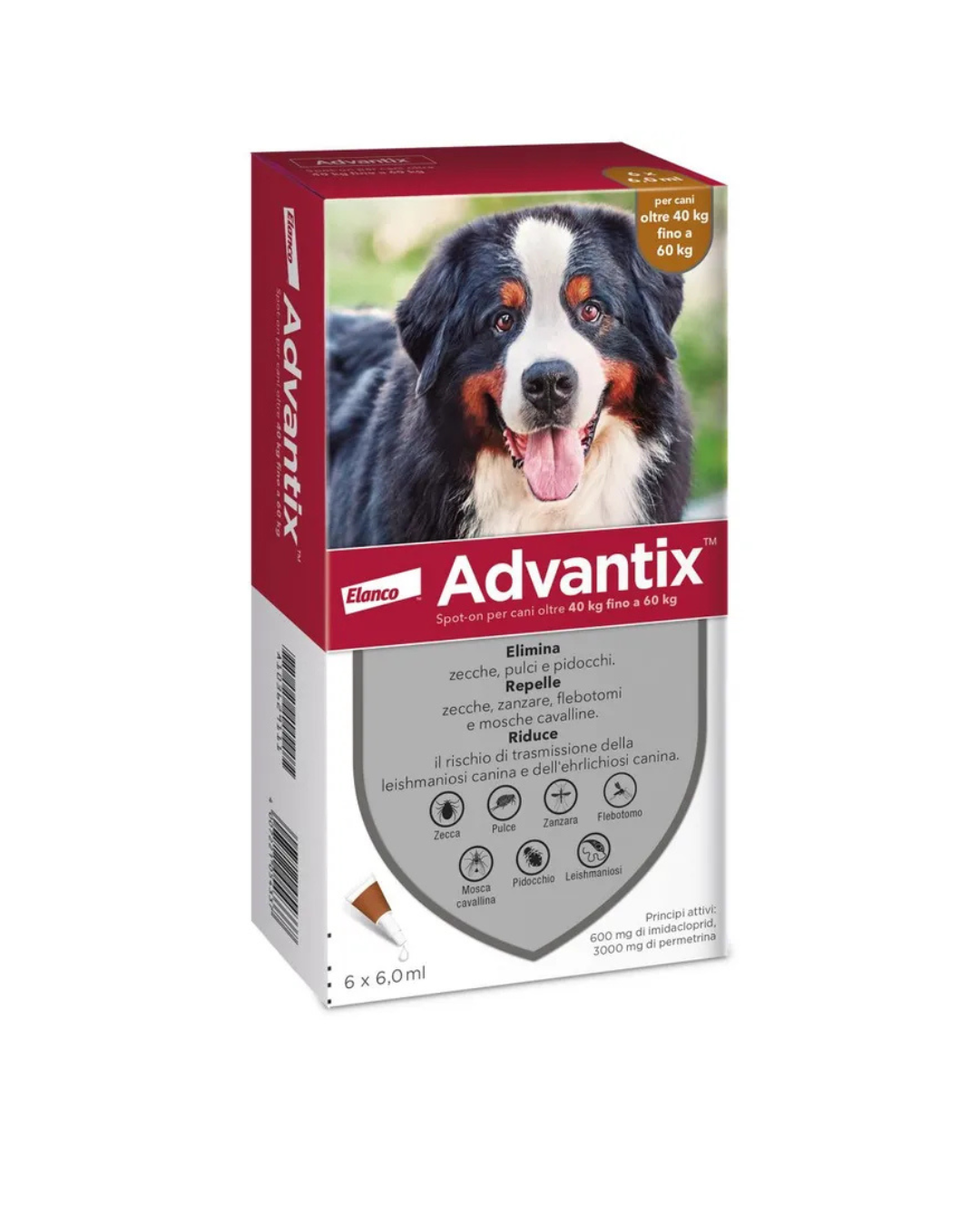 Advantix -  6 Pipette Spot On Antiparassitario Per Cani 40-60 kg - Elanco