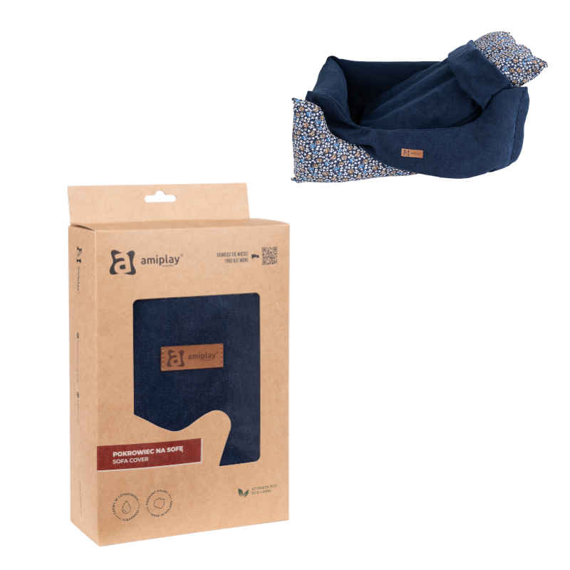 Amiplay - Copridivano Moni - Blu Navy S (per Imbottitura cuccia FLEN)