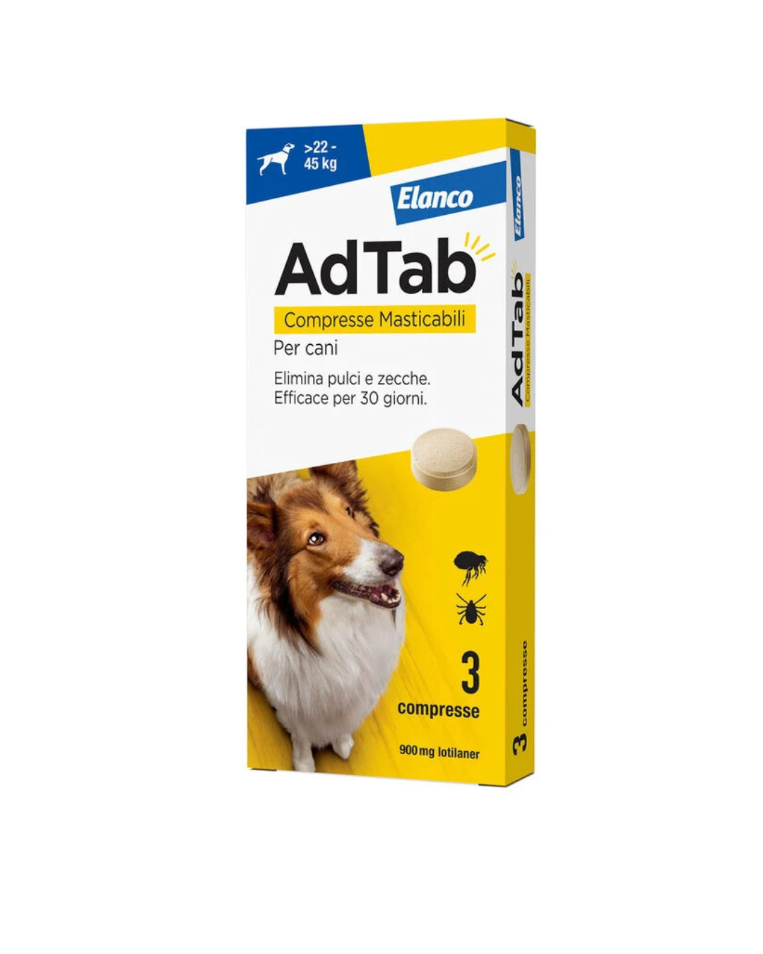 AdTab - Elanco - 3 Compresse Antiparassitarie Masticabili Per Cani 22 - 45 kg