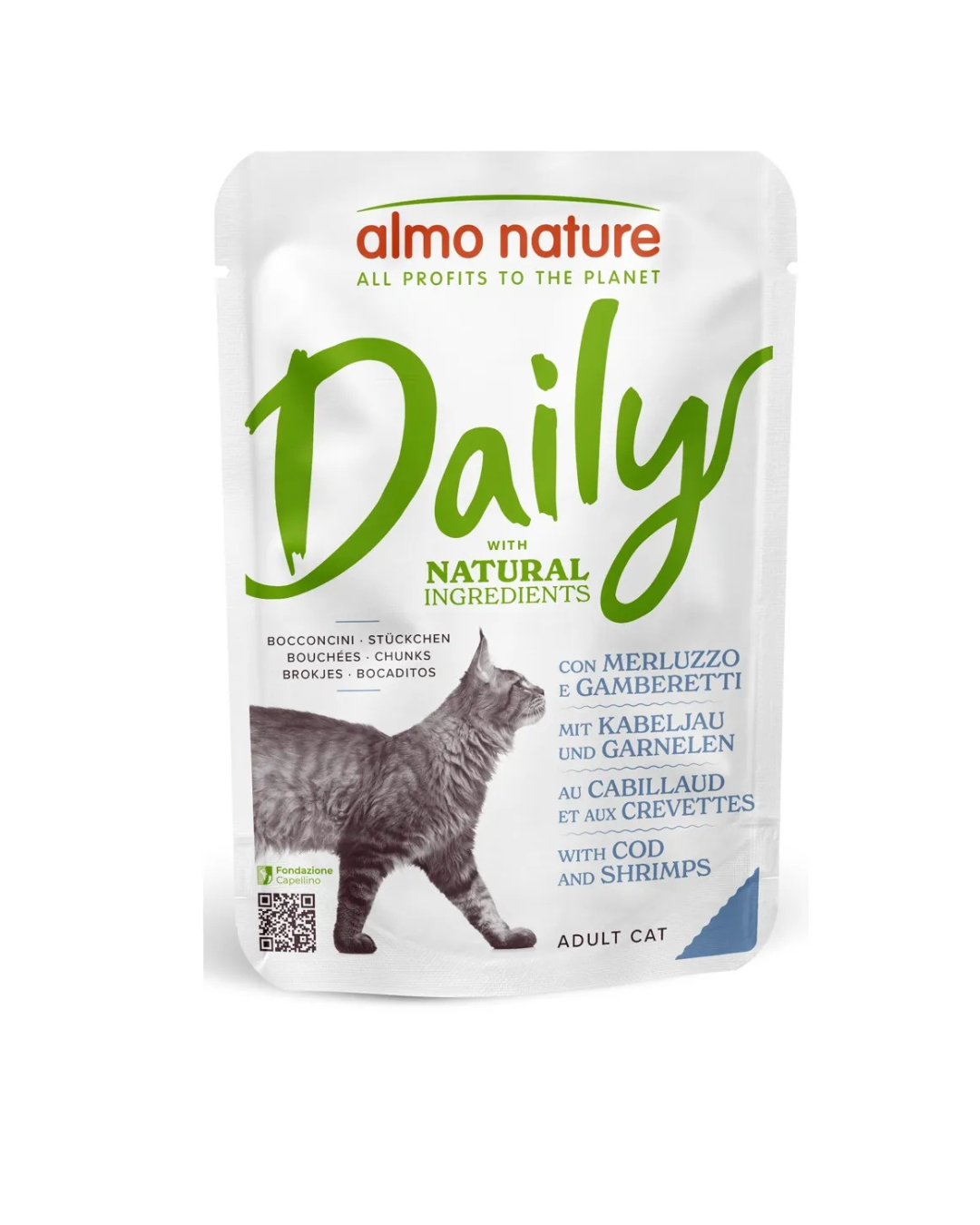 Almo Nature - Daily Cat con Merluzzo e Gamberetti 70gr