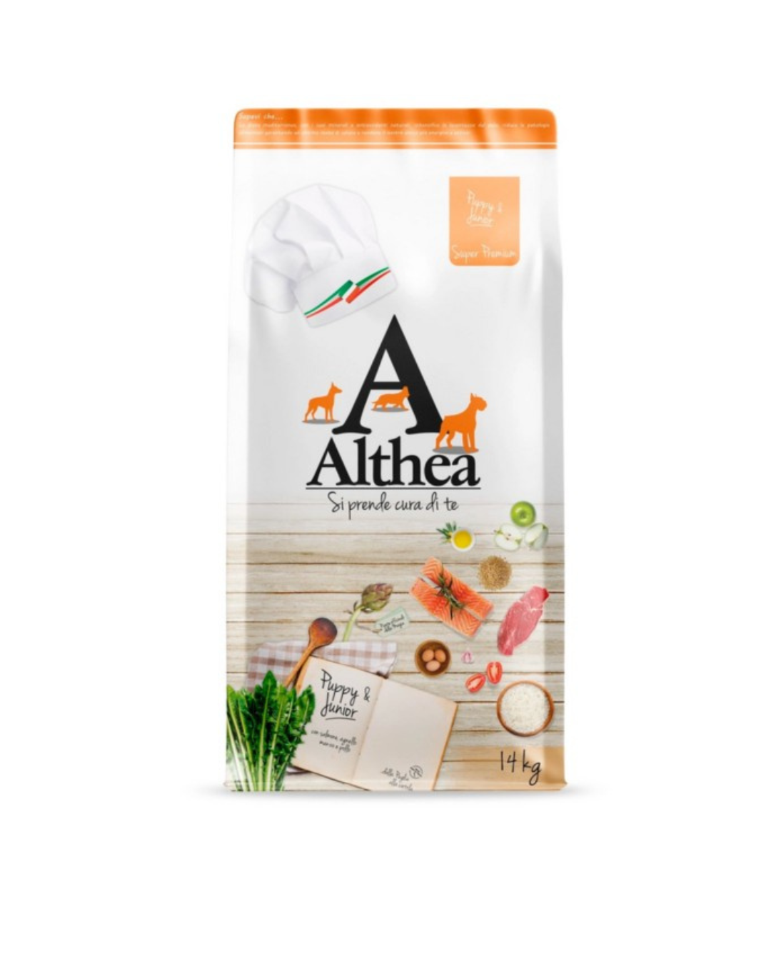 Althea - Puppy & Junior Medium/Maxi con Salmone, Agnello, Manzo e Pollo14kg