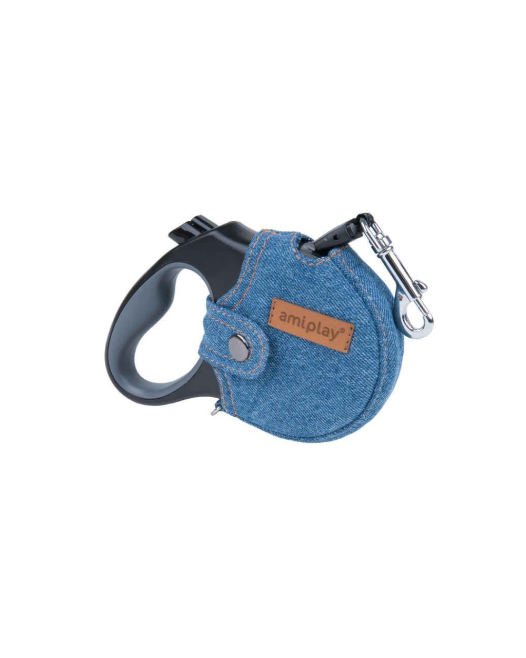 Amiplay - Infini Guinzaglio Retrattile con Custodia in Denim - L