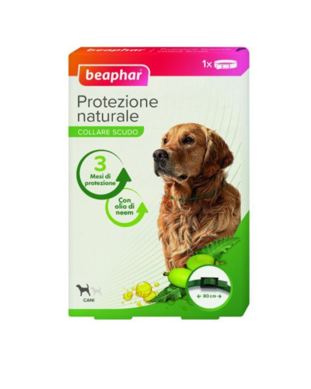 Beaphar - Natural Protection Dog Antiparasitic Collar L - 80 cm - With Neem Oil