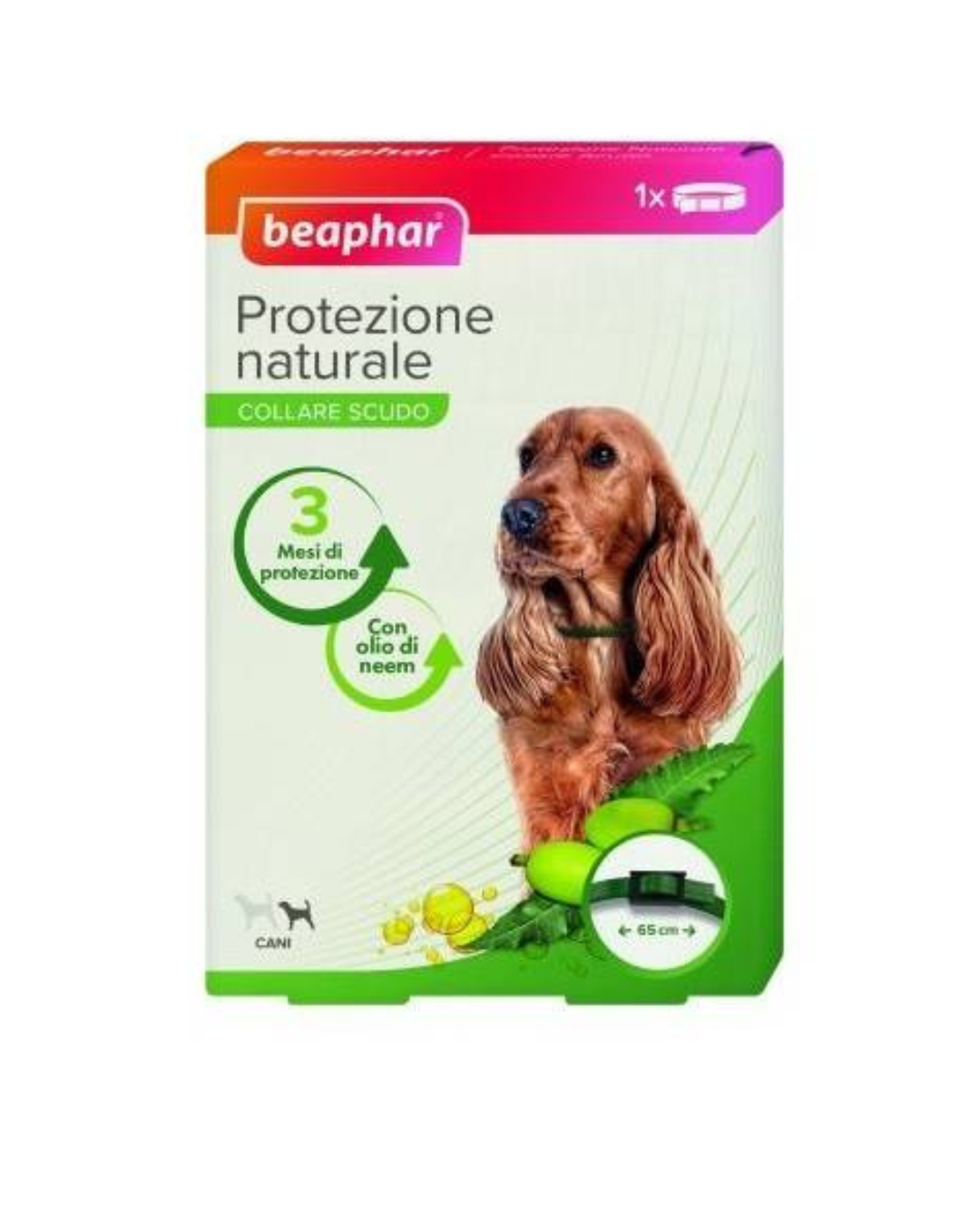 Beaphar - Protezione Naturale Collare Antiparassitario Cane S/M - 65 cm - Con Olio di Neem