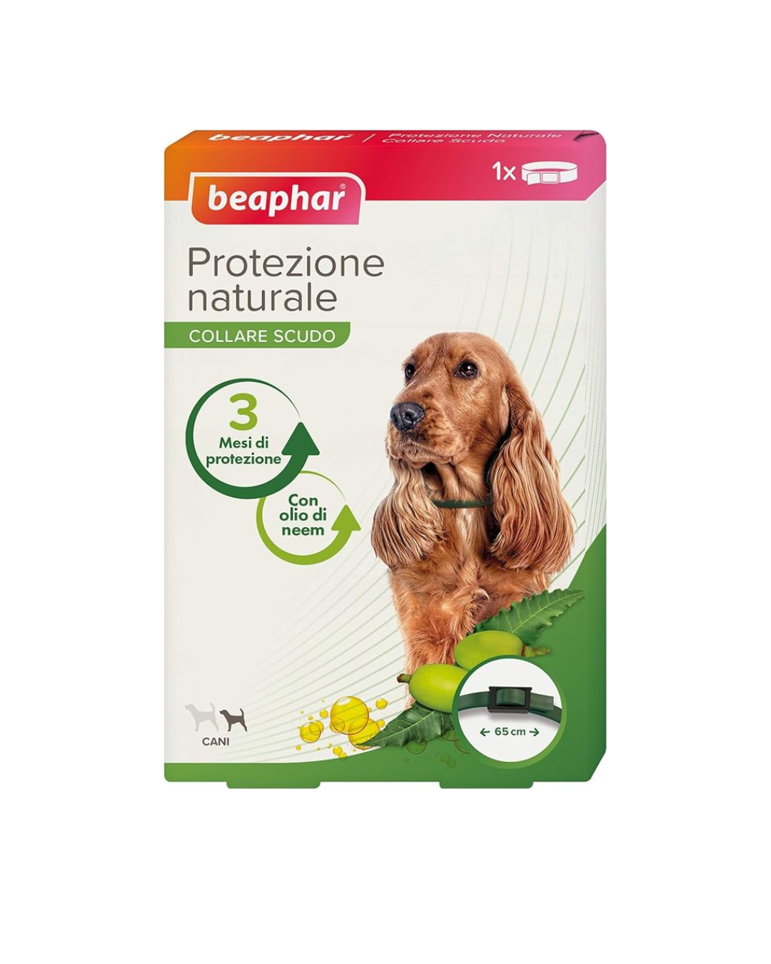 Beaphar - Protezione Naturale Collare Antiparassitario Cane S/M - 65 cm - Con Olio di Neem