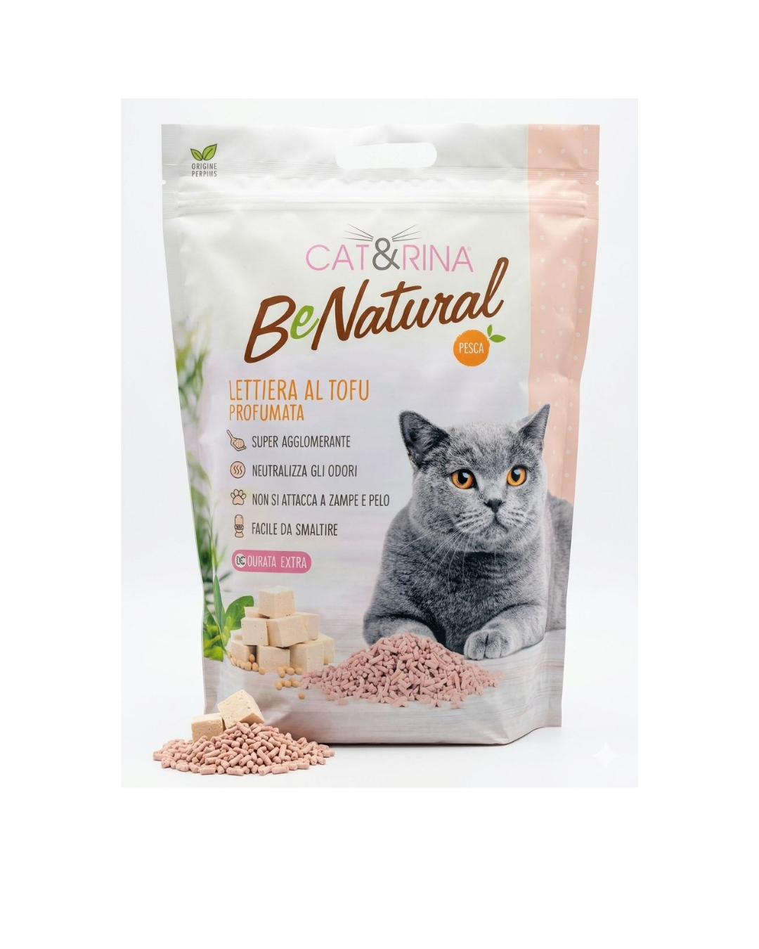 Cat&Rina - BeNatural Lettiera per Gatti al Tofu 4450g 10lt Pesca