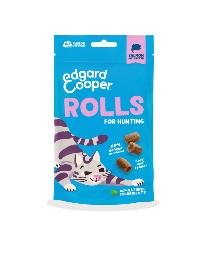 Edgard & Cooper - Cat Grain Free Snack - Rotolini ripieni di Salmone e Pollo 45 g