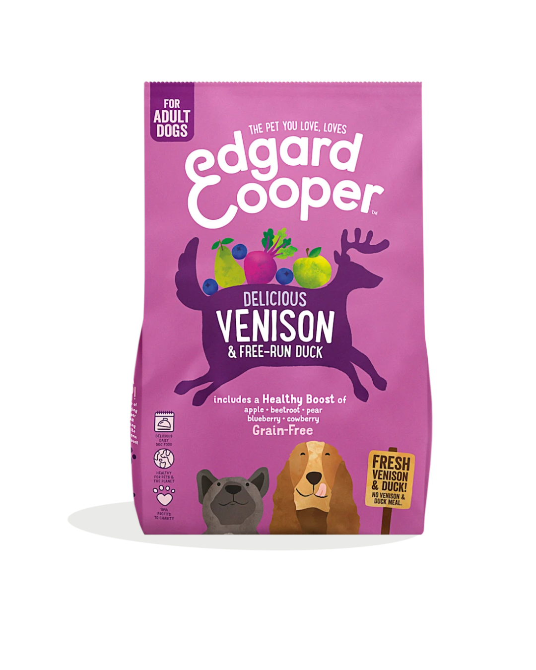 Edgard & Cooper - Dog Adult Grain Free Cervo & Anatra (allevata a terra) 2,5 kg