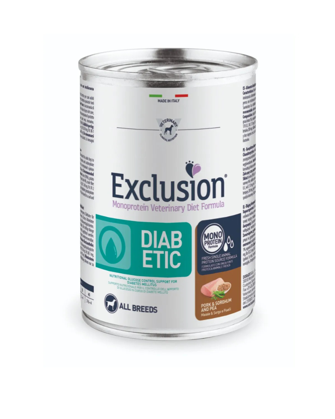 Exclusion - Diabetic Monoproteico Maiale e Sorgo e Piselli - 400 gr