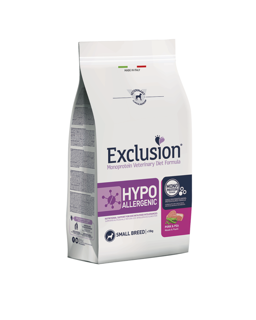 Exclusion - Hypoallergenic Monoproteico Small Breed - Maiale e Piselli 800g