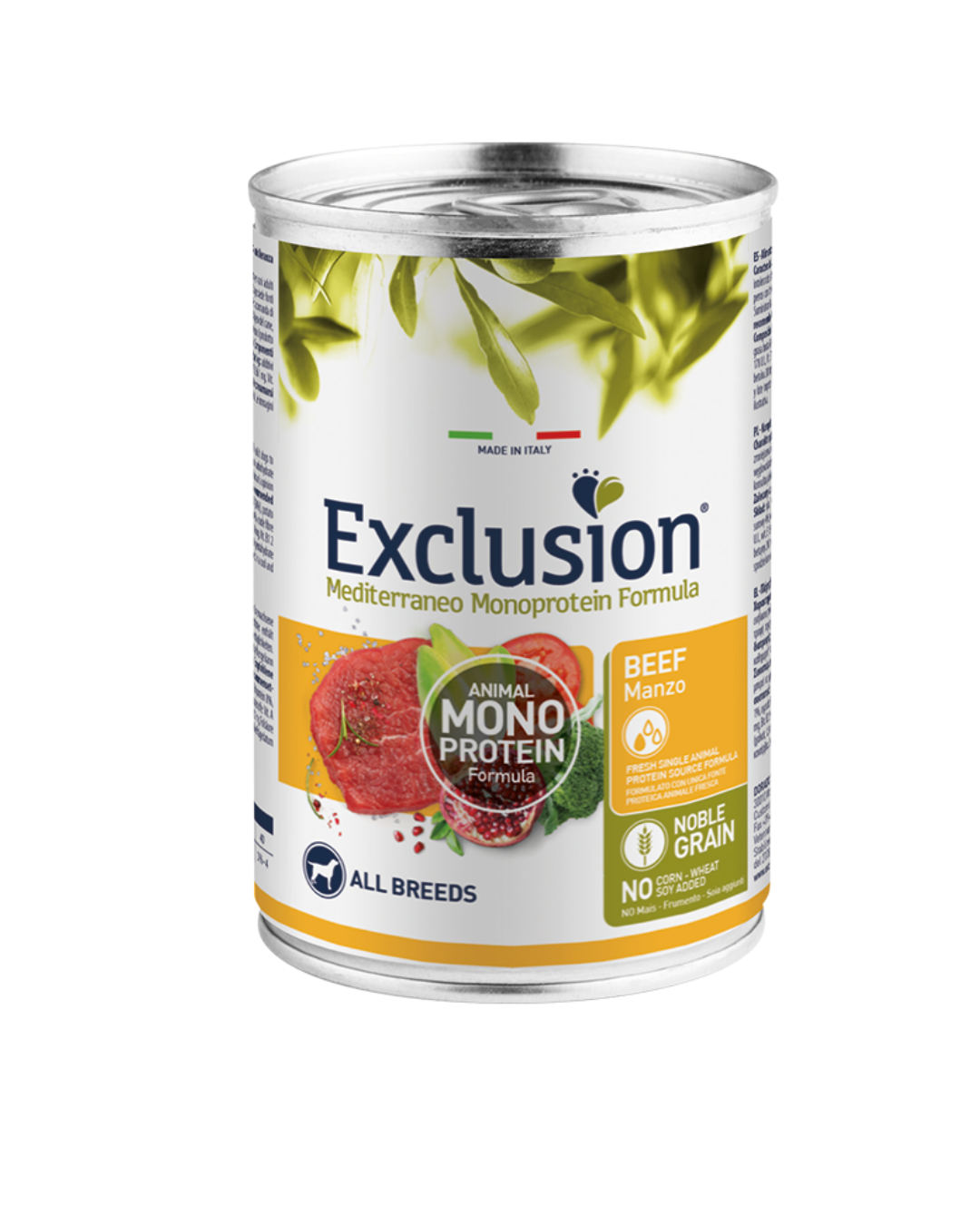 Exclusion - Mediterraeo Monoproteico Noble Grain Dog  Adult All Breed - Manzo 400gr