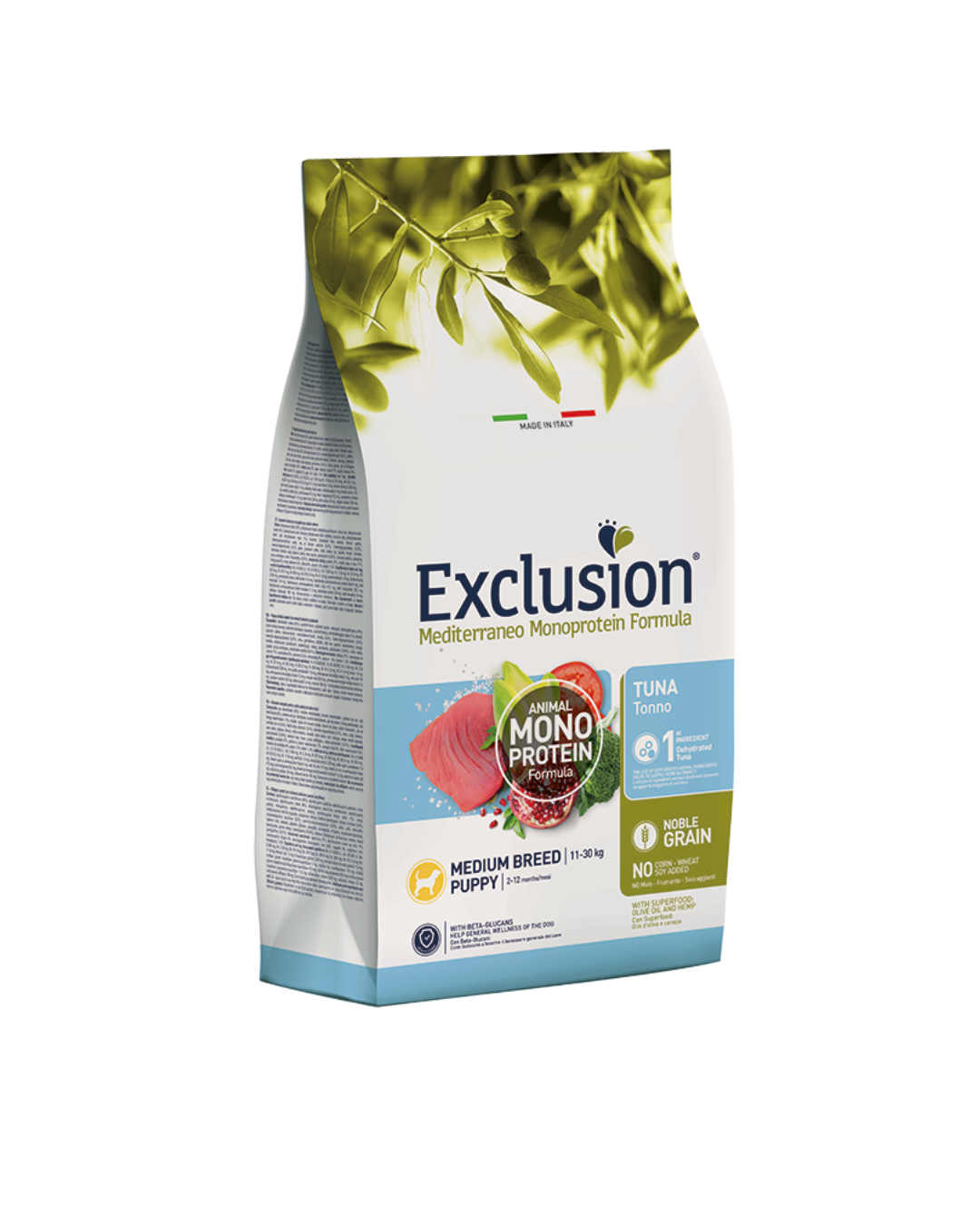 Exclusion - Mediterrane Monoproteico Noble Grain Puppy Medium Breed  - Tonno 12 kg