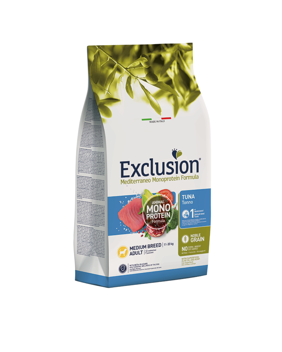 Exclusion - Mediterraneo Monoproteico Noble Grain Adlut Medium breed - Tonno 12kg