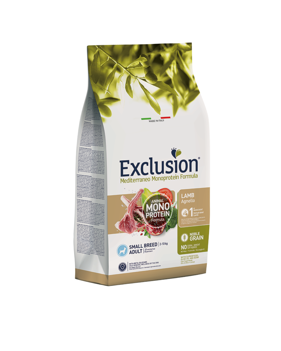 Exclusion - Mediterraneo Monoproteico Noble Grain Adult Small Breed - Agnello 2kg