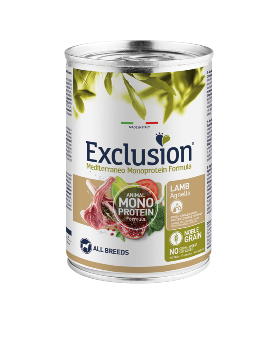 Exclusion - Mediterraneo Monoproteico Noble Grain Dog Adult All Breeds - Agnello 400g