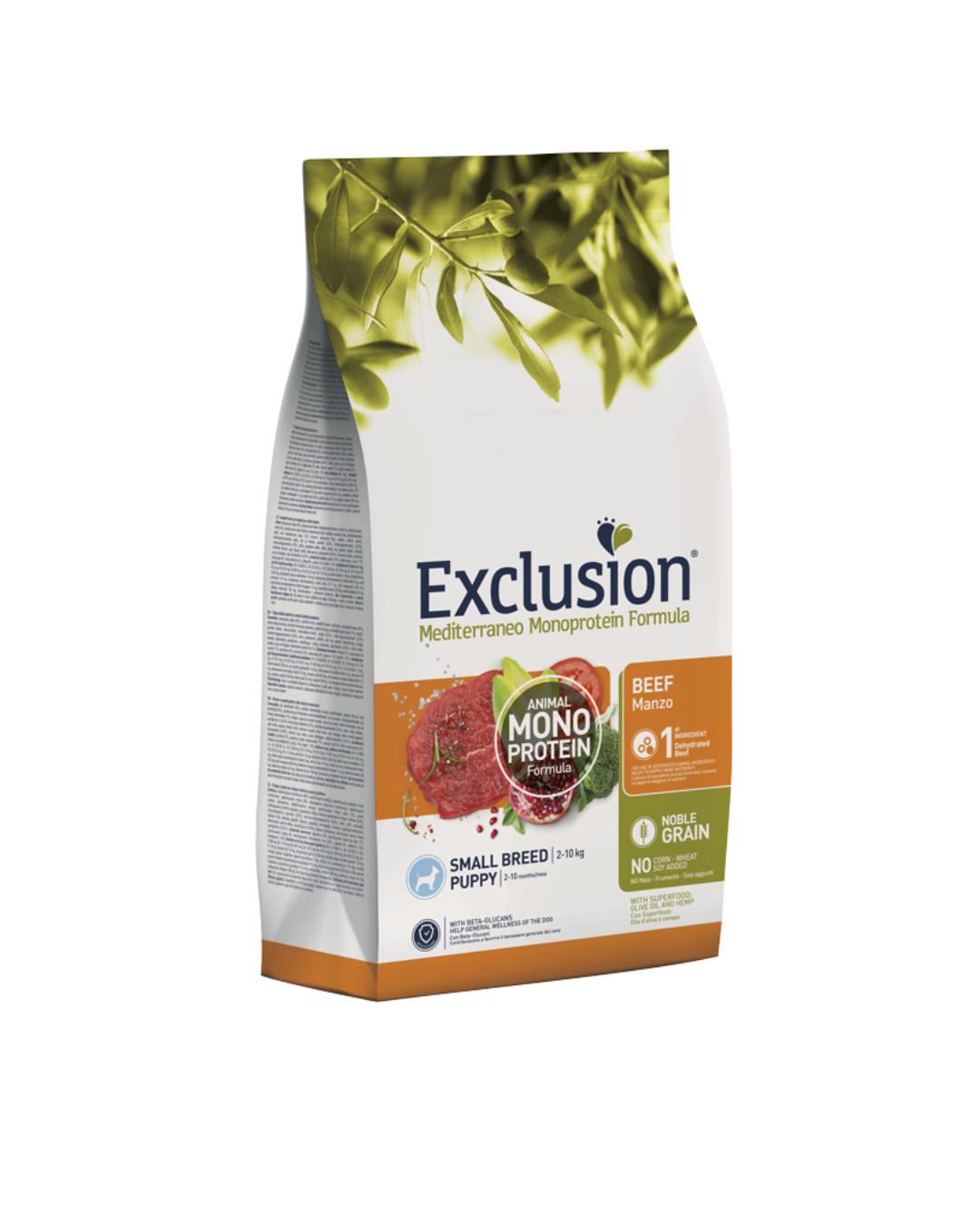 Exclusion - Mediterraneo Monoproteico Noble Grain Puppy Small Breed - Manzo 2kg
