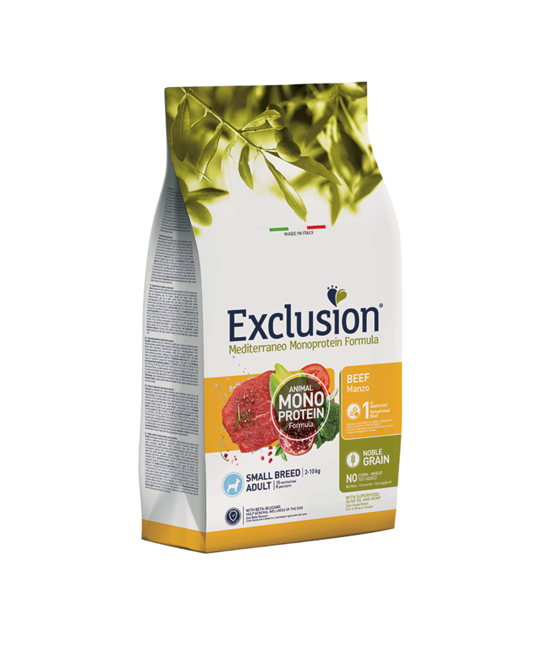 Exclusion - Mediterraneo Monoproteico Noble Grain Adult Small Breed - Manzo 2kg