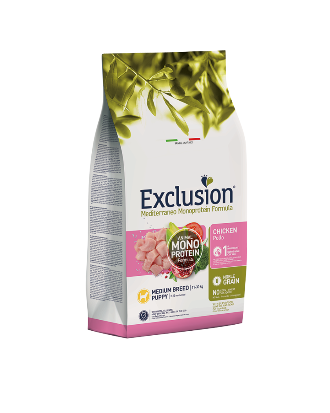 Exclusion - Monoproteico Noble Grain Puppy Medium Breed - Pollo 3kg