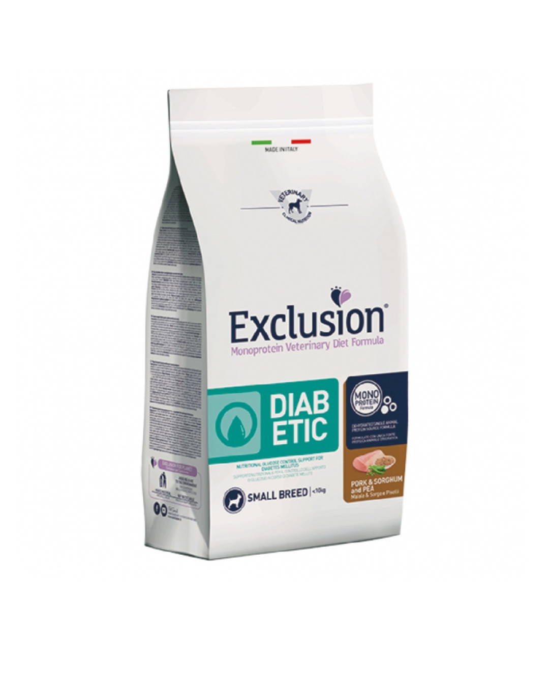 Exclusion - Veterinary Diet Diabetic Small - Maiale Sorgo e Piselli 2kg