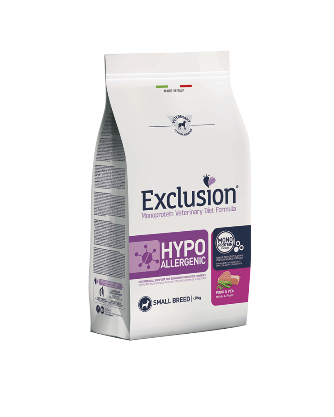 Exclusion - Veterinary Diet Hypoallergenic Adult Small Breed - Maiale e Piselli 2kg