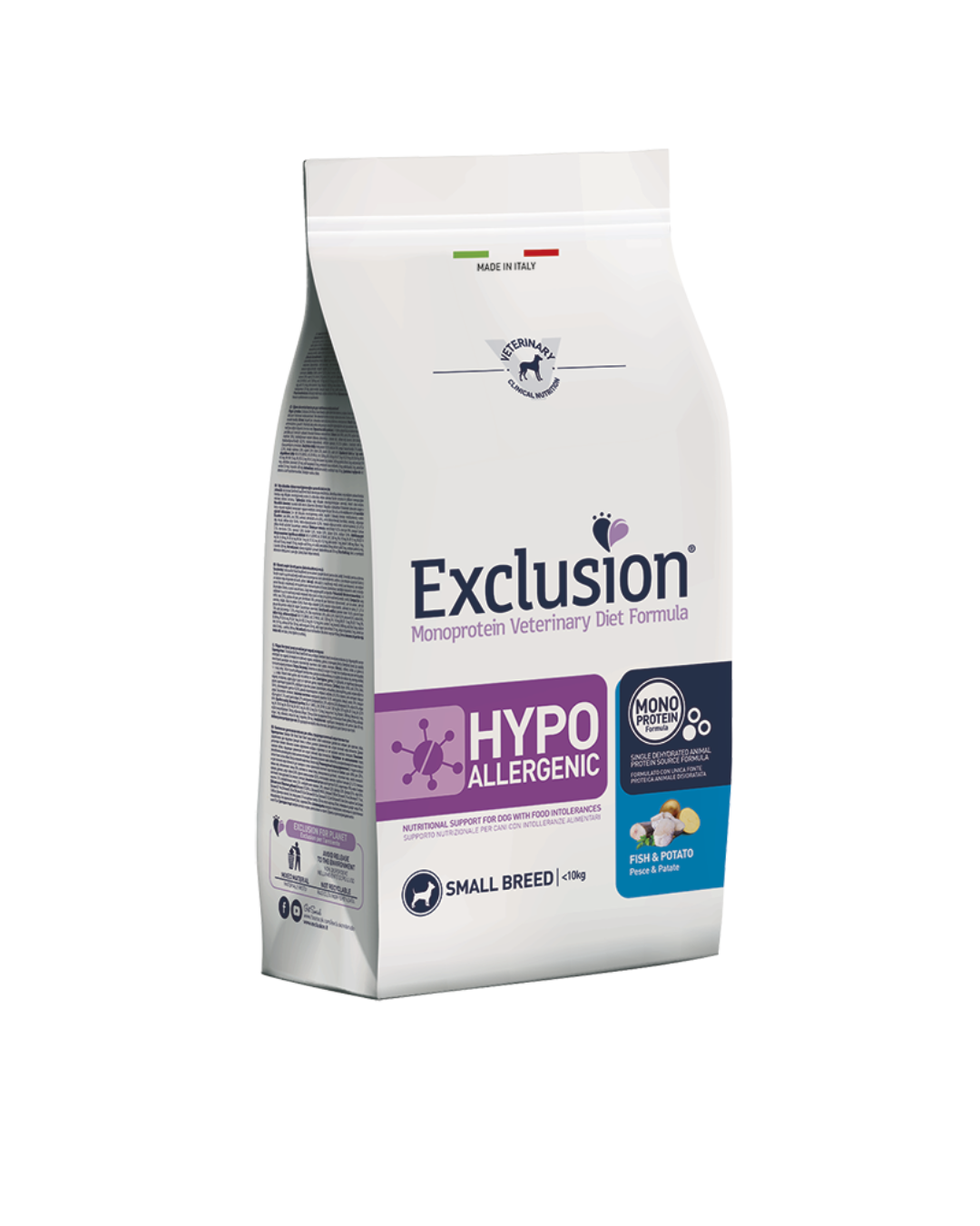 Exclusion - Veterinary Diet Hypoallergenic Adult Small Breed - Pesce e Patate 2kg