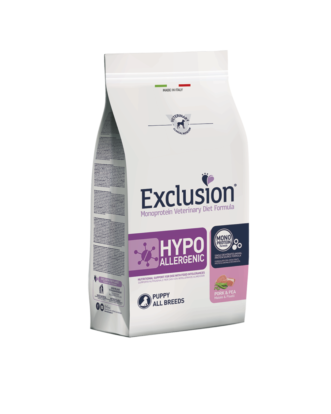 Exclusion - Veterinaty Diet Hypoallergenic puppy Maiale e Piselli 2kg