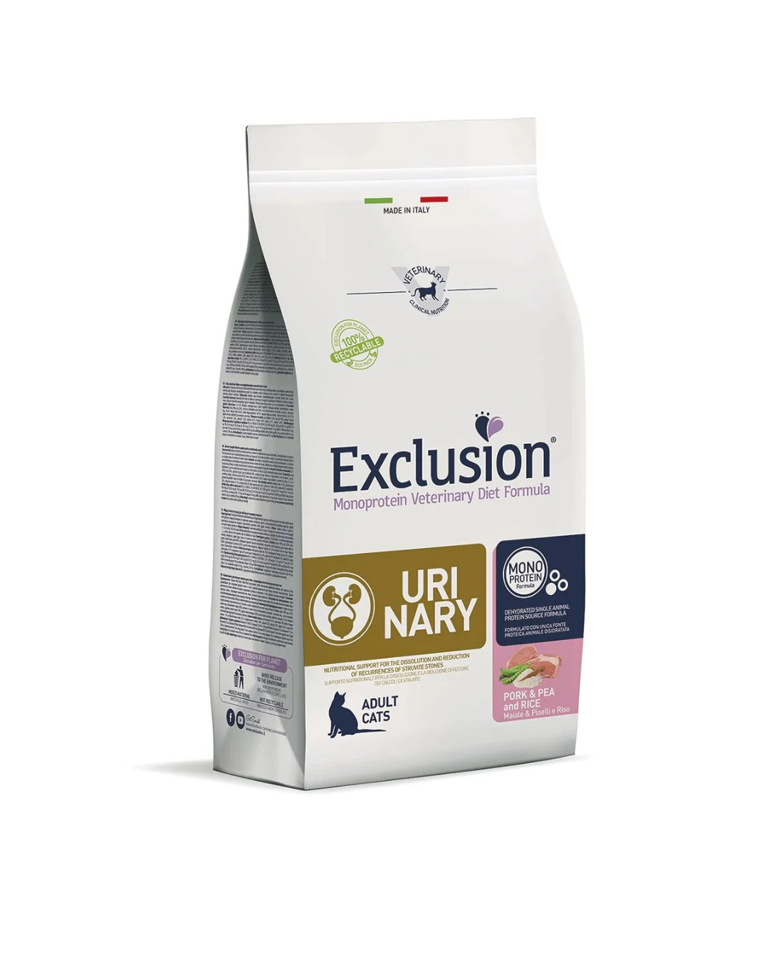 Exclusion Diet Gatto Urinary Maiale Piselli e Riso 1,5kg