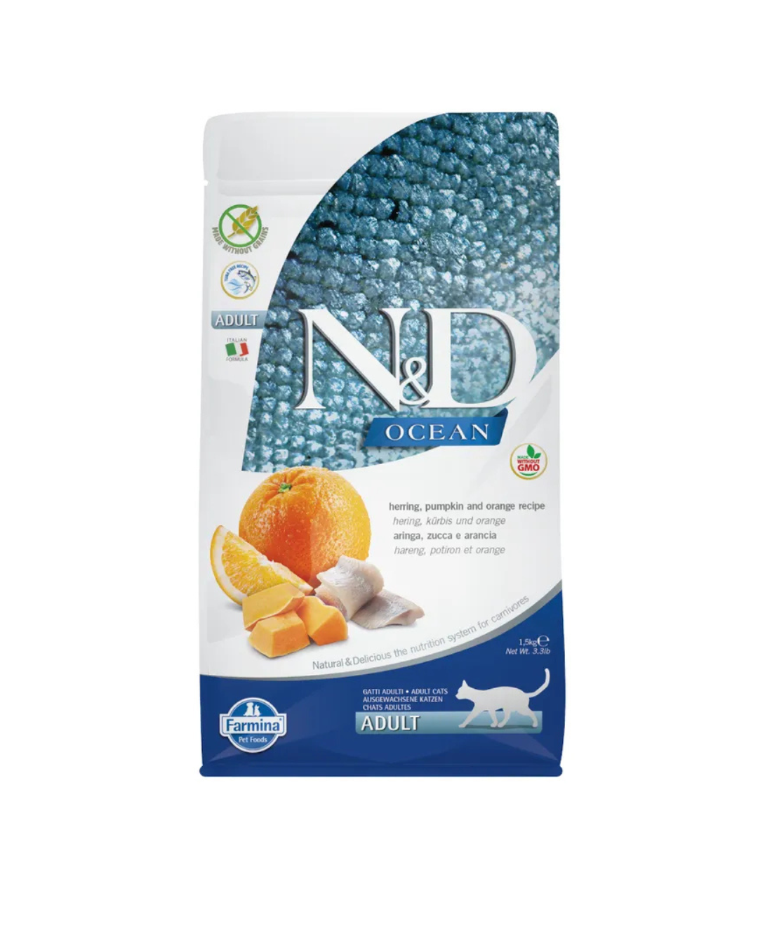 Farmina - N&D - Ocean Gatto Adult - Aringa , Zucca e Arancia 1,5 kg