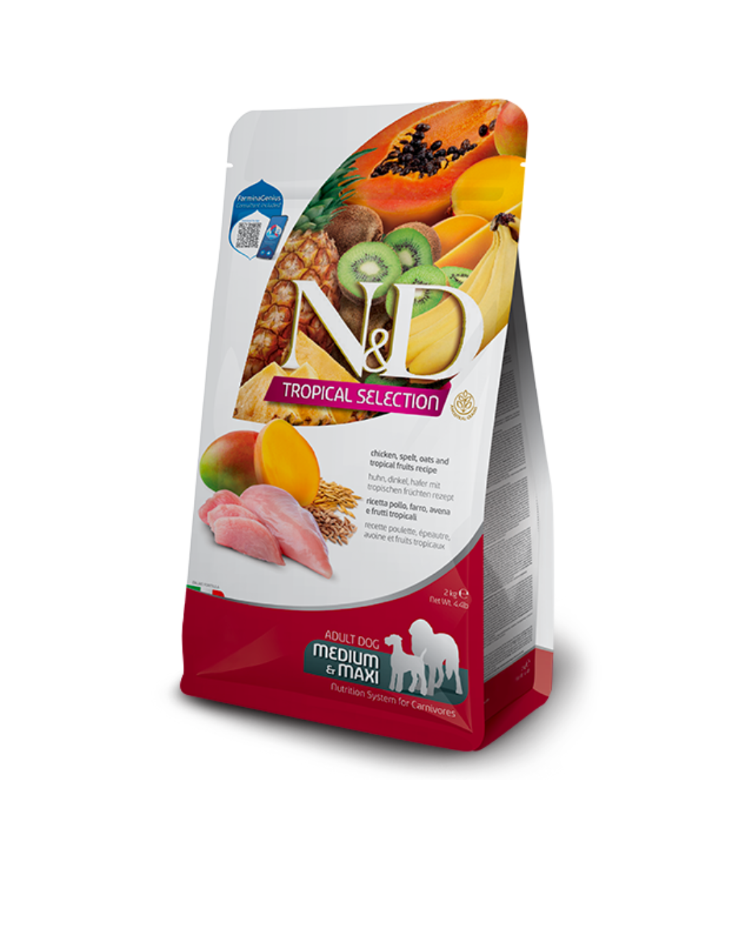 Farmina - N&D - Tropical Dog Adult Medium Maxi - Pollo, Farro e Avena  2kg