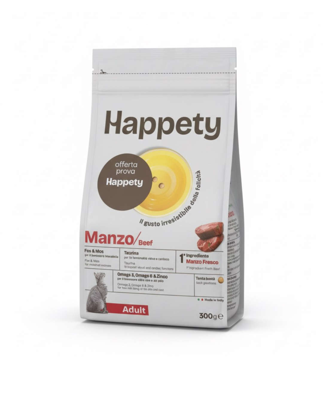 HAPPETY - Dry Cat Adult Manzo 300gr