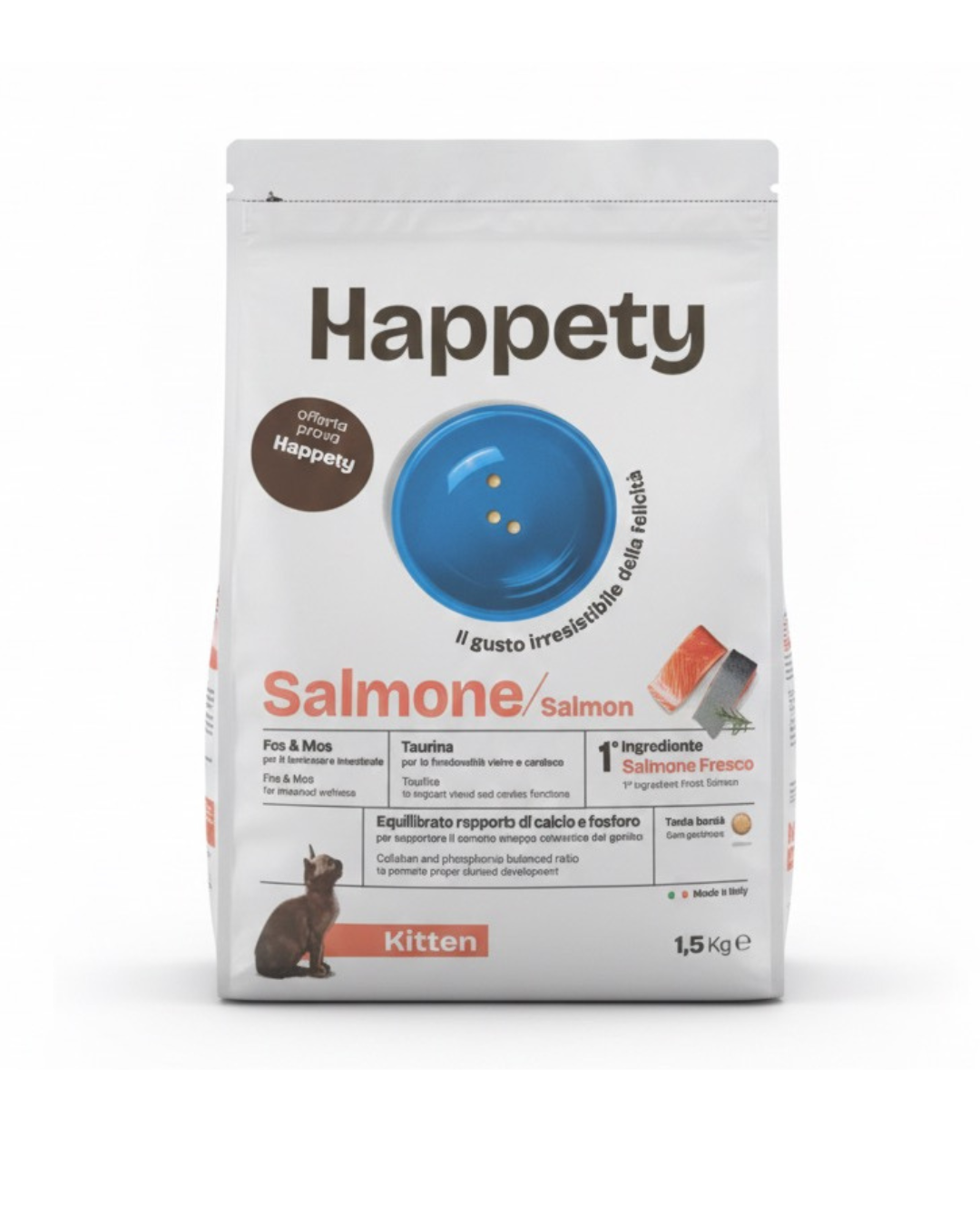 HAPPETY - Dry Cat Kitten Salmone 1,5kg