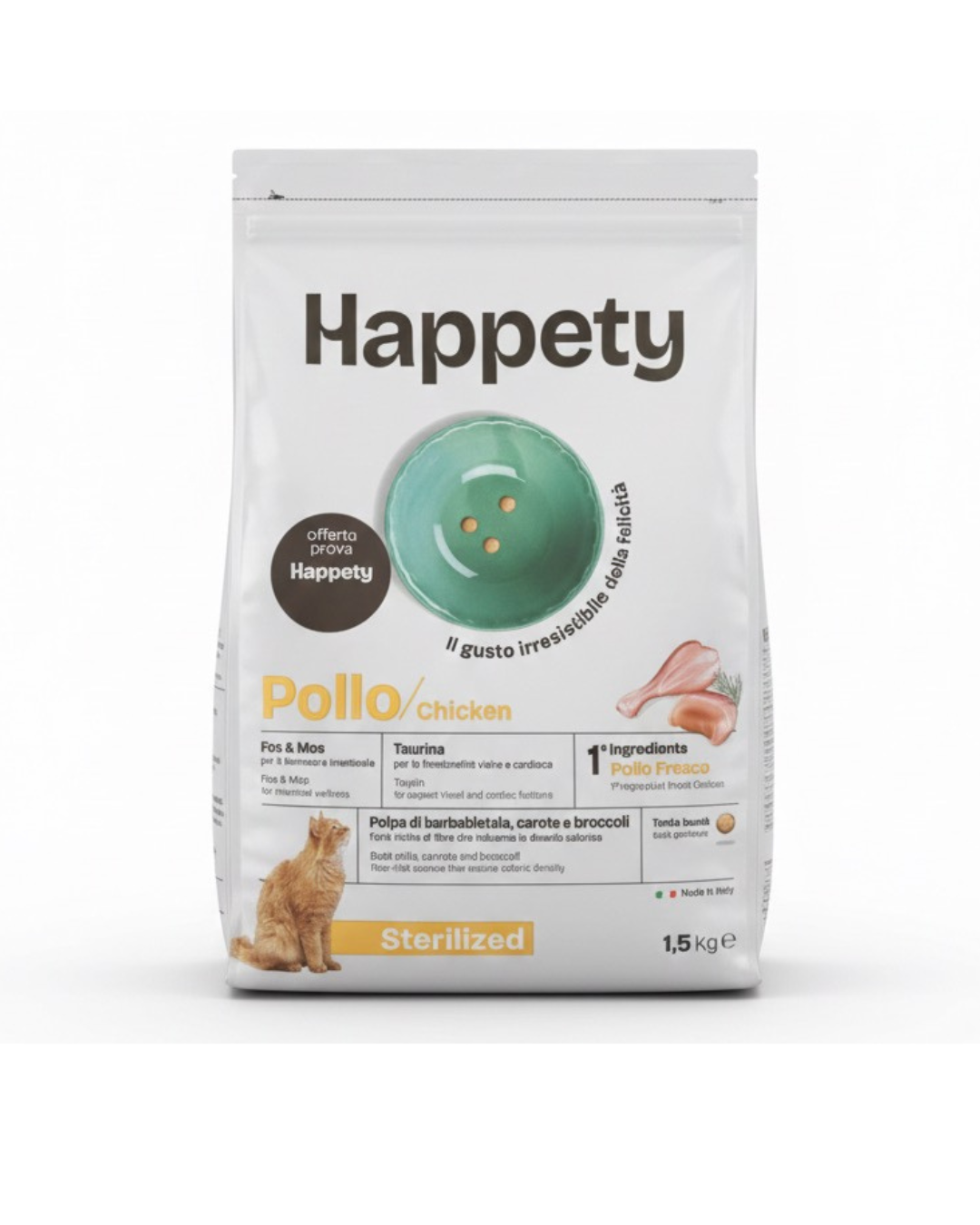 HAPPETY - Dry Cat Sterilised Pollo 1,5 kg