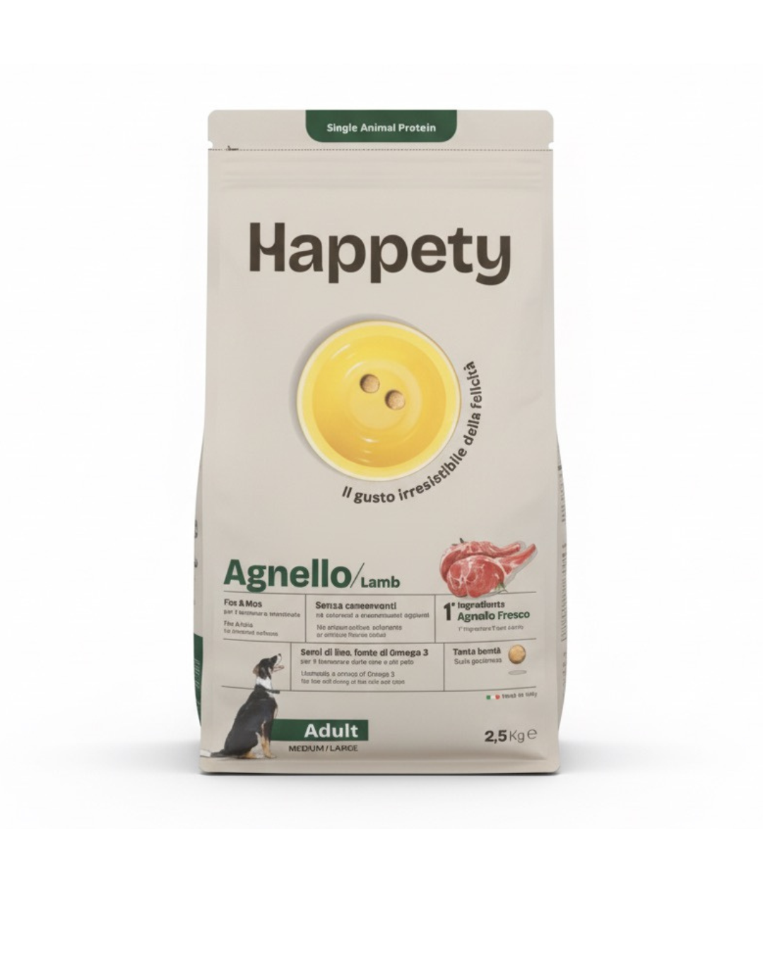 HAPPETY - Dry Dog SAP Adult Medium/Large Agnello 2,5kg