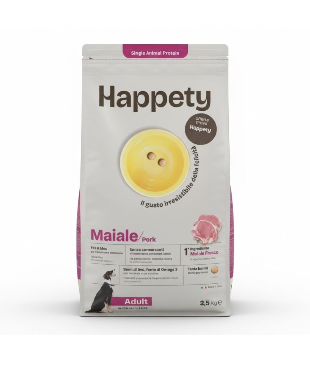 HAPPETY - Dry Dog SAP Adult Medium/Large Maiale 2,5 kg