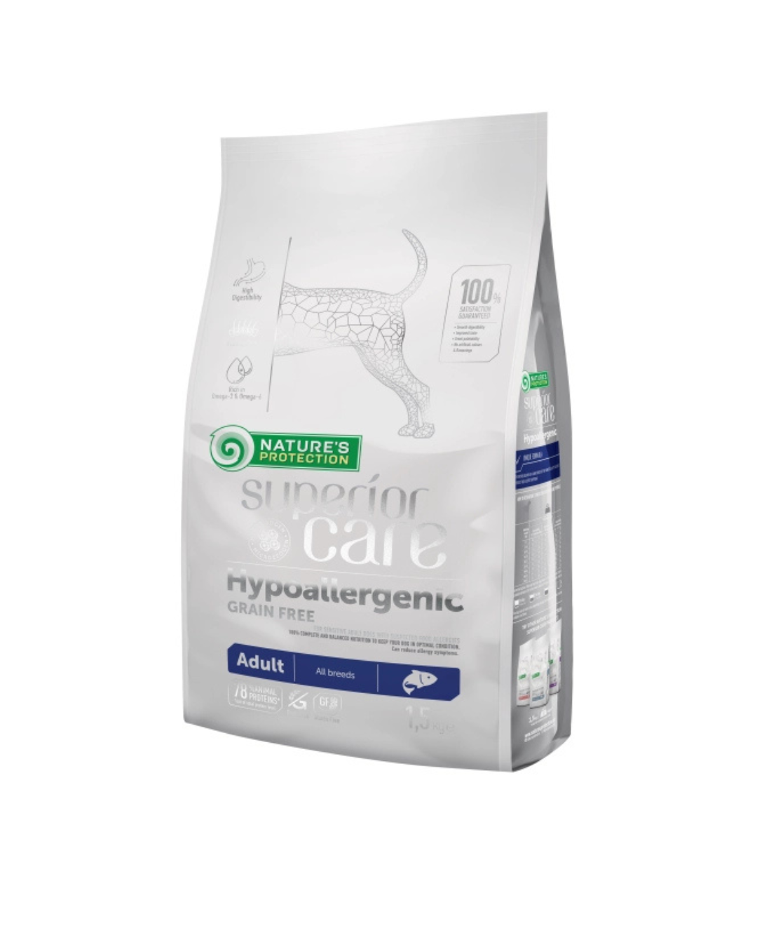 Nature's Protection - Superior Care Hypoallergenic Dog Grain Free - Adult All Breeds - Salmone 1,5 kg