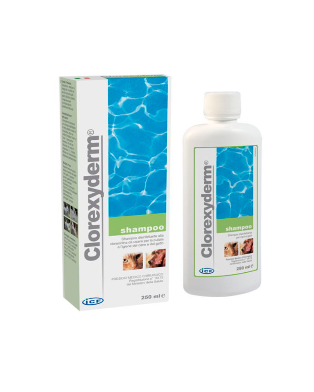 ICF - Clorexiderm Shampoo 4% 250ml - Shampoo Disinfettante per Cani e Gatti