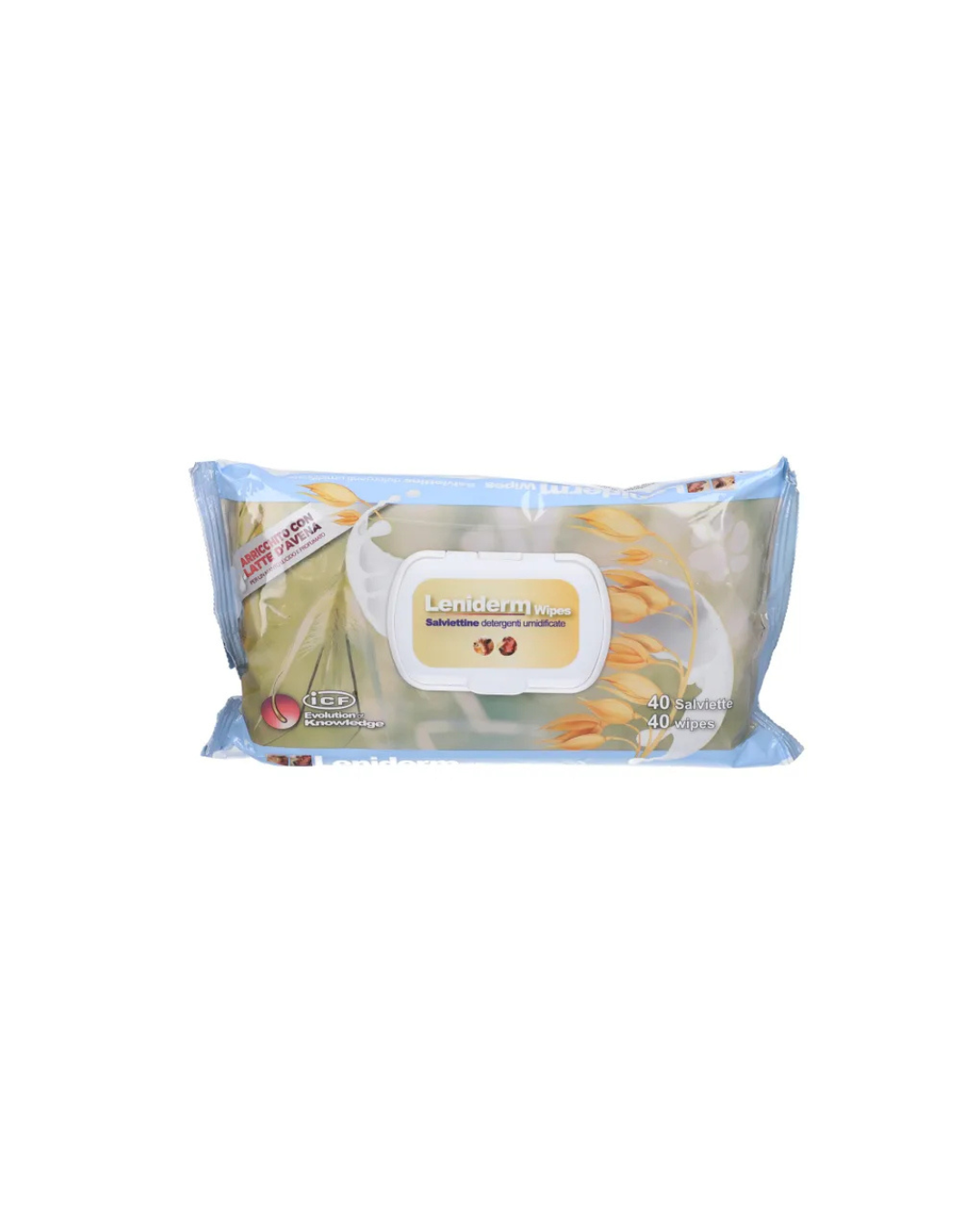 ICF - Leniderm Wipes 40 Salviettine Detergenti Delicate - Con Latte d'Avena - Per Cani e Gatti