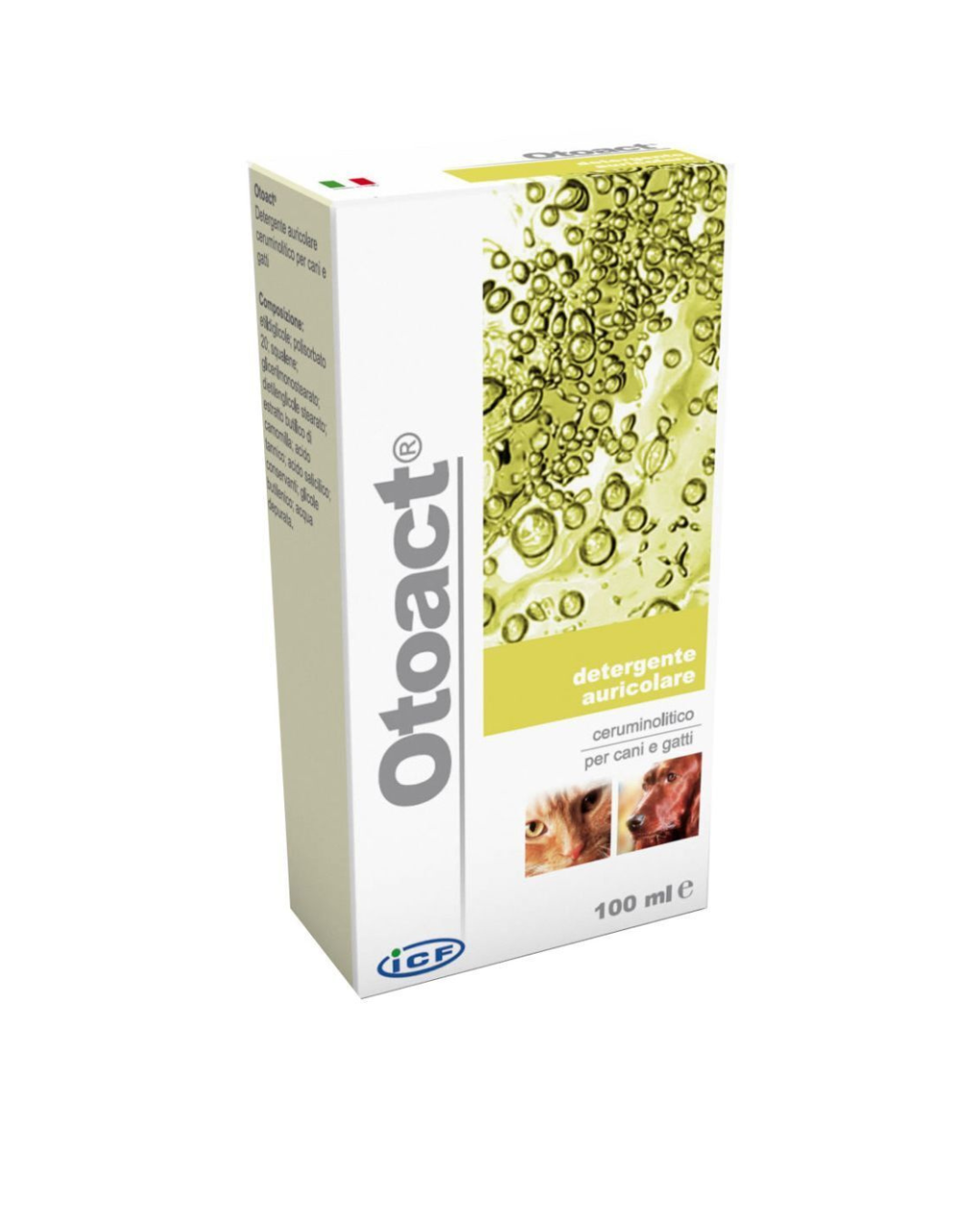 ICF - Otoact 100 ml - Detergente Auricolare Ceruminolitico - per Cani e Gatti
