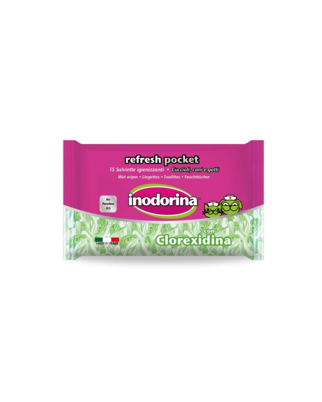 Inodoria - Refresh Pocket Wipes - Chlorhexidine 15 Wipes