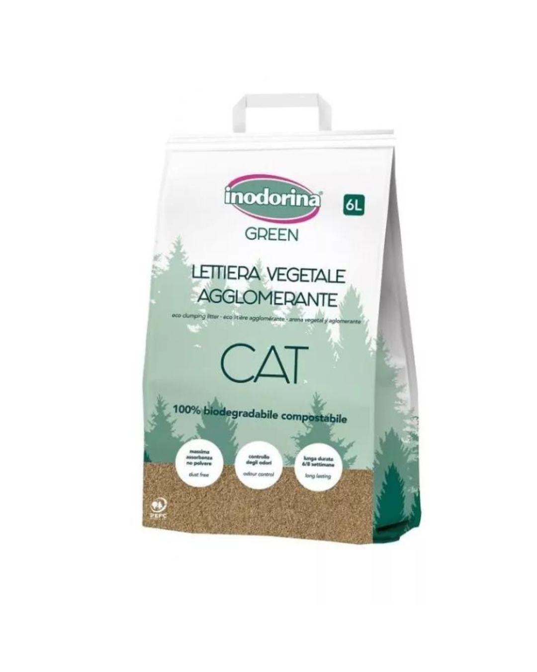 Inodorina - Lettiera Vegetale Agglomerante Gatto - 6 L