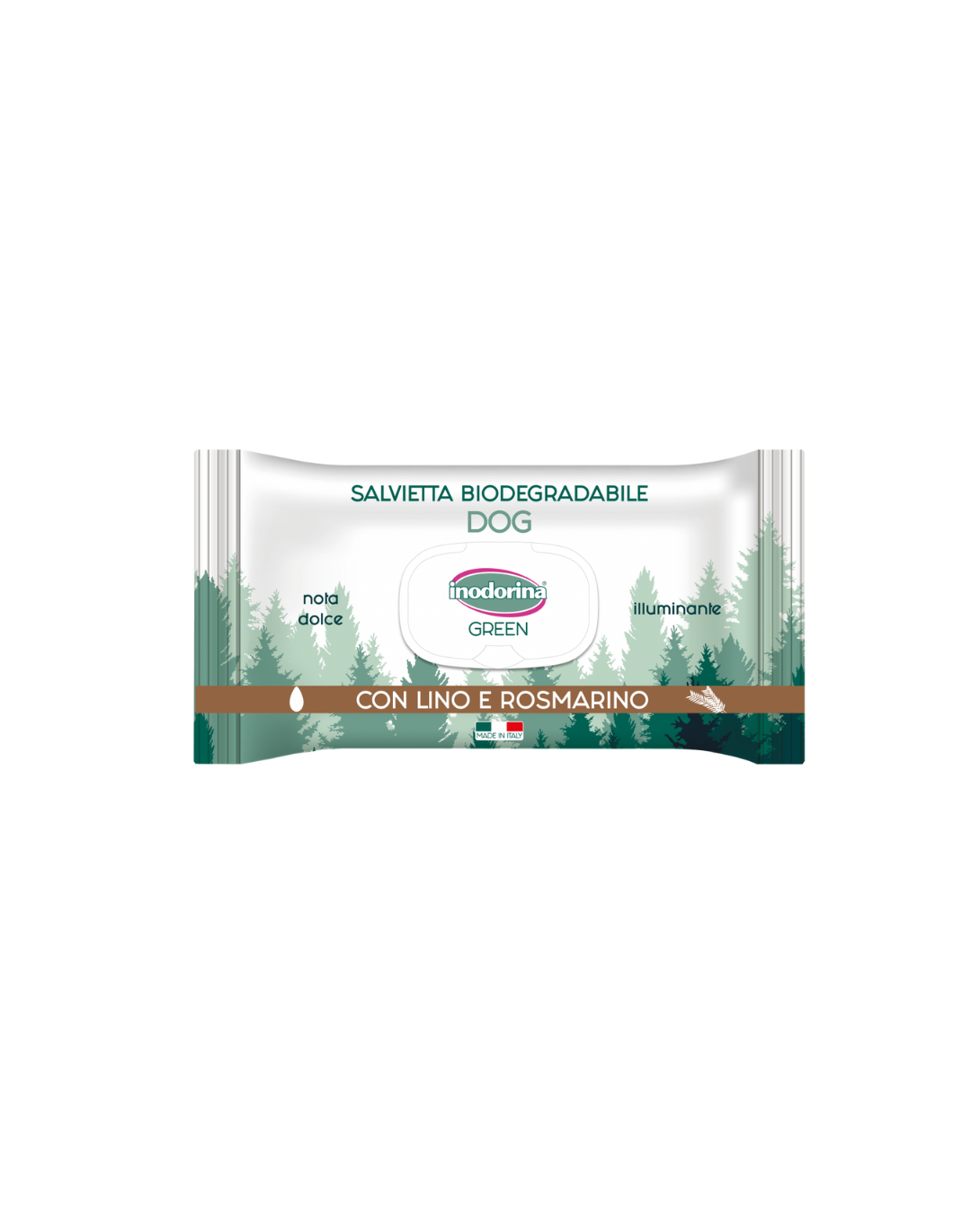 Inodorina - Salviette Green Illuminante  - con Lino e Rosmarino - 30 pz