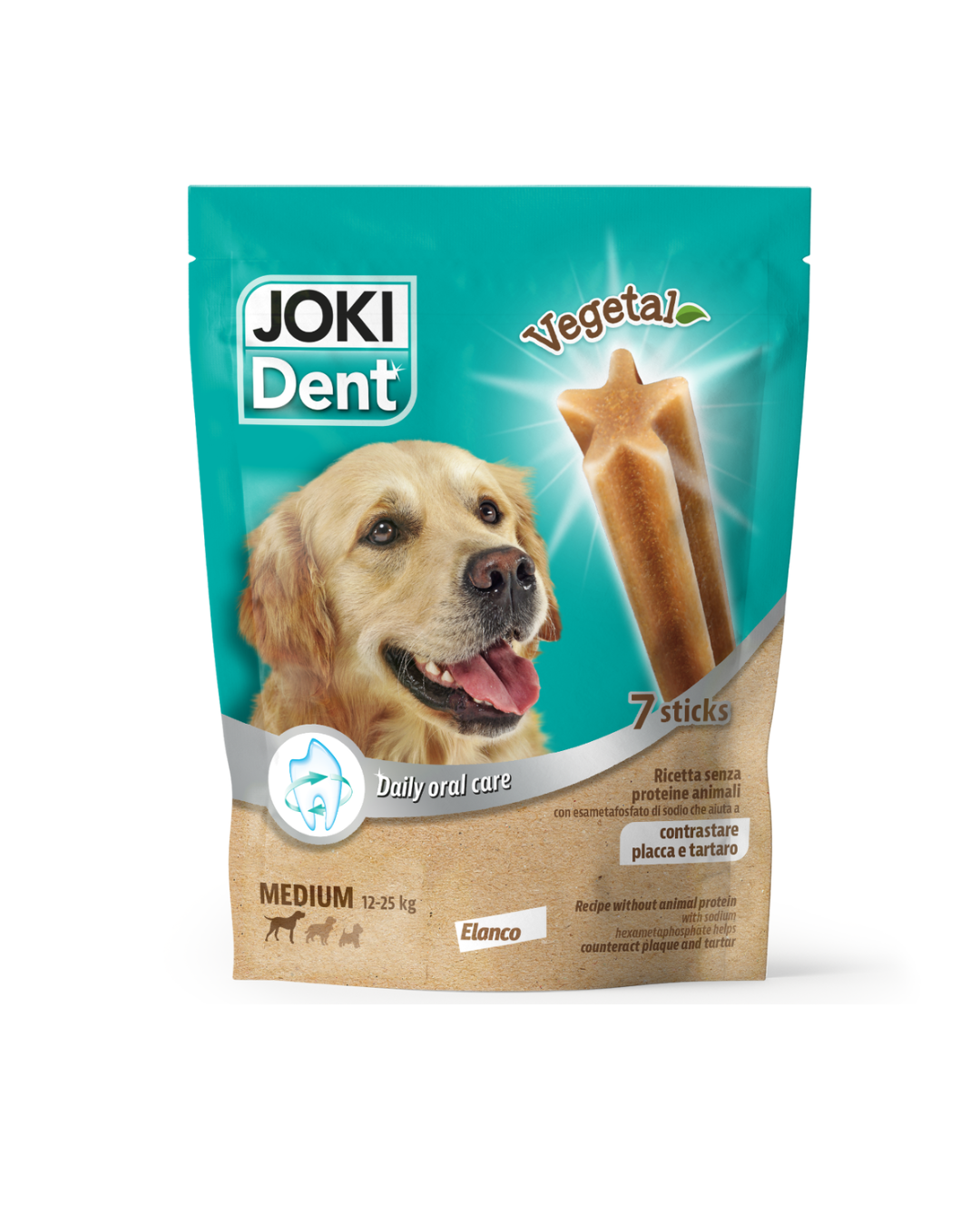 Joki Dent Vegetal - Dental Stick Vegetali  - Per Taglia Media - Busta 7 Sticks