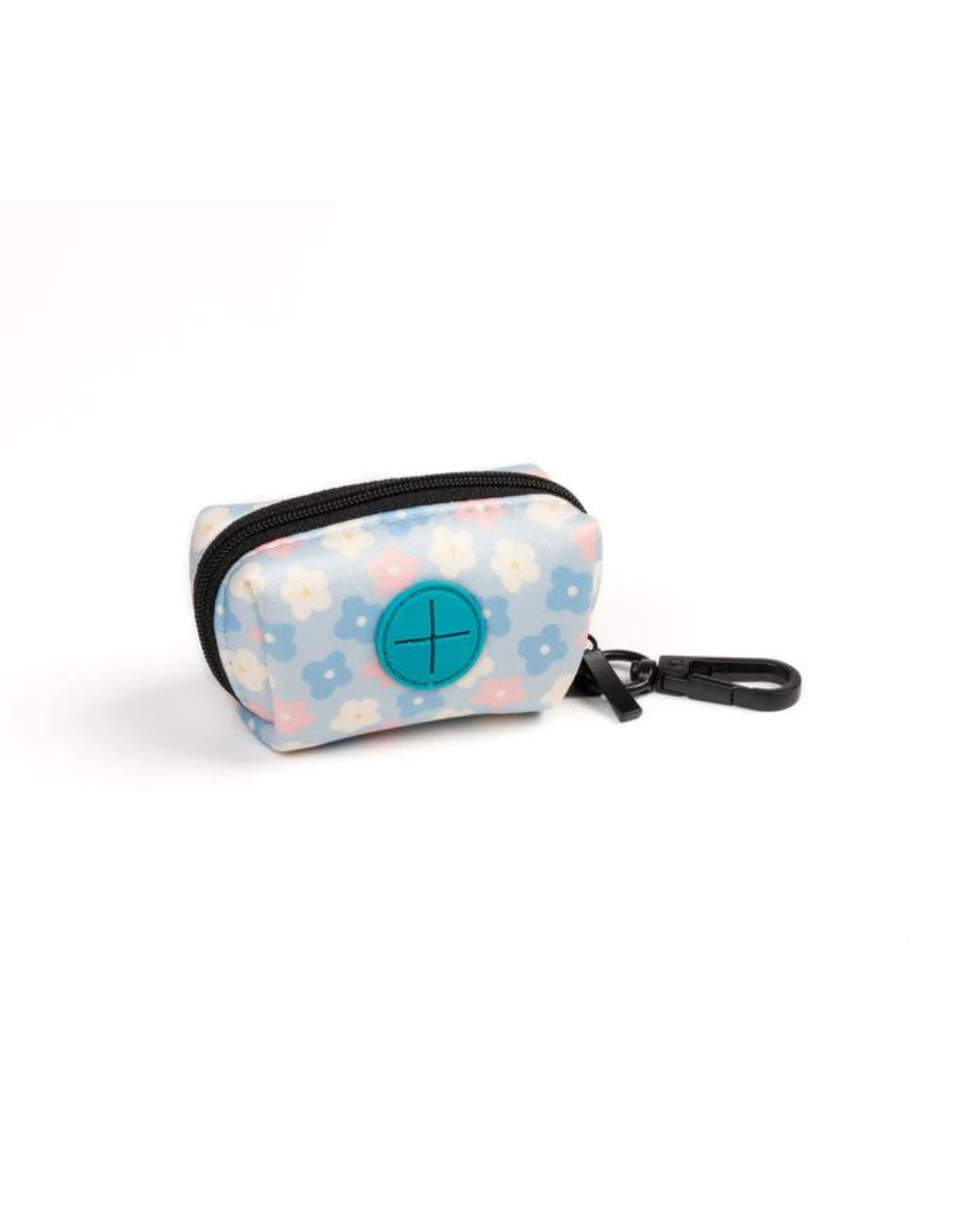 LeoPet - Dispenser Porta Sacchetti Igienici - In Neoprene - "Flower Series" - Celeste Fantasia Fiori