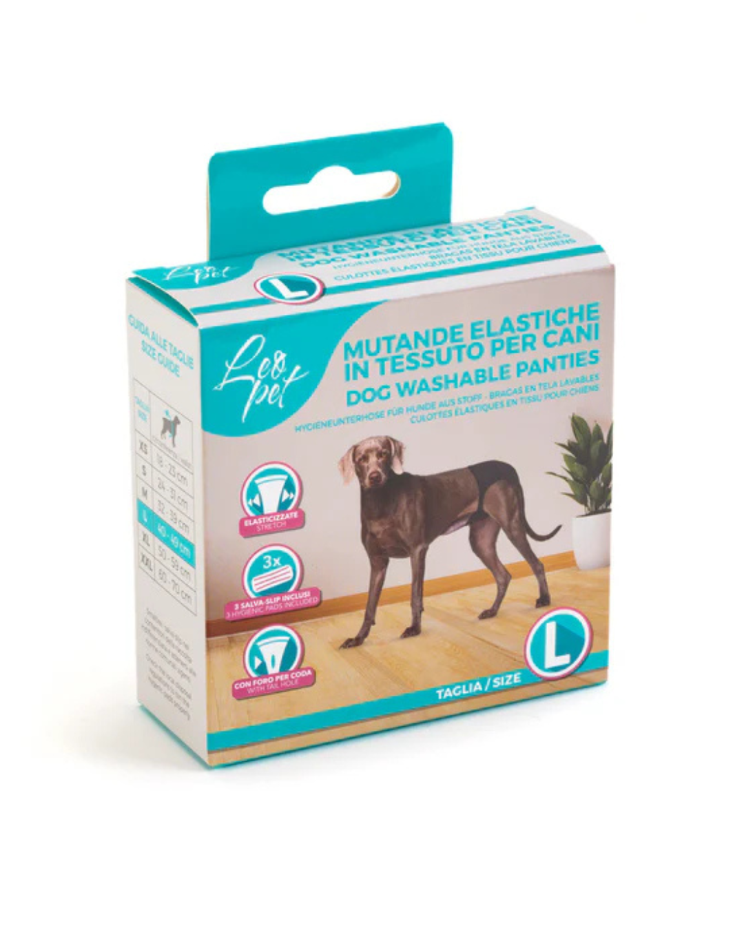 Leopet - Mutande Elastiche in Tessuto  per cani L Nero