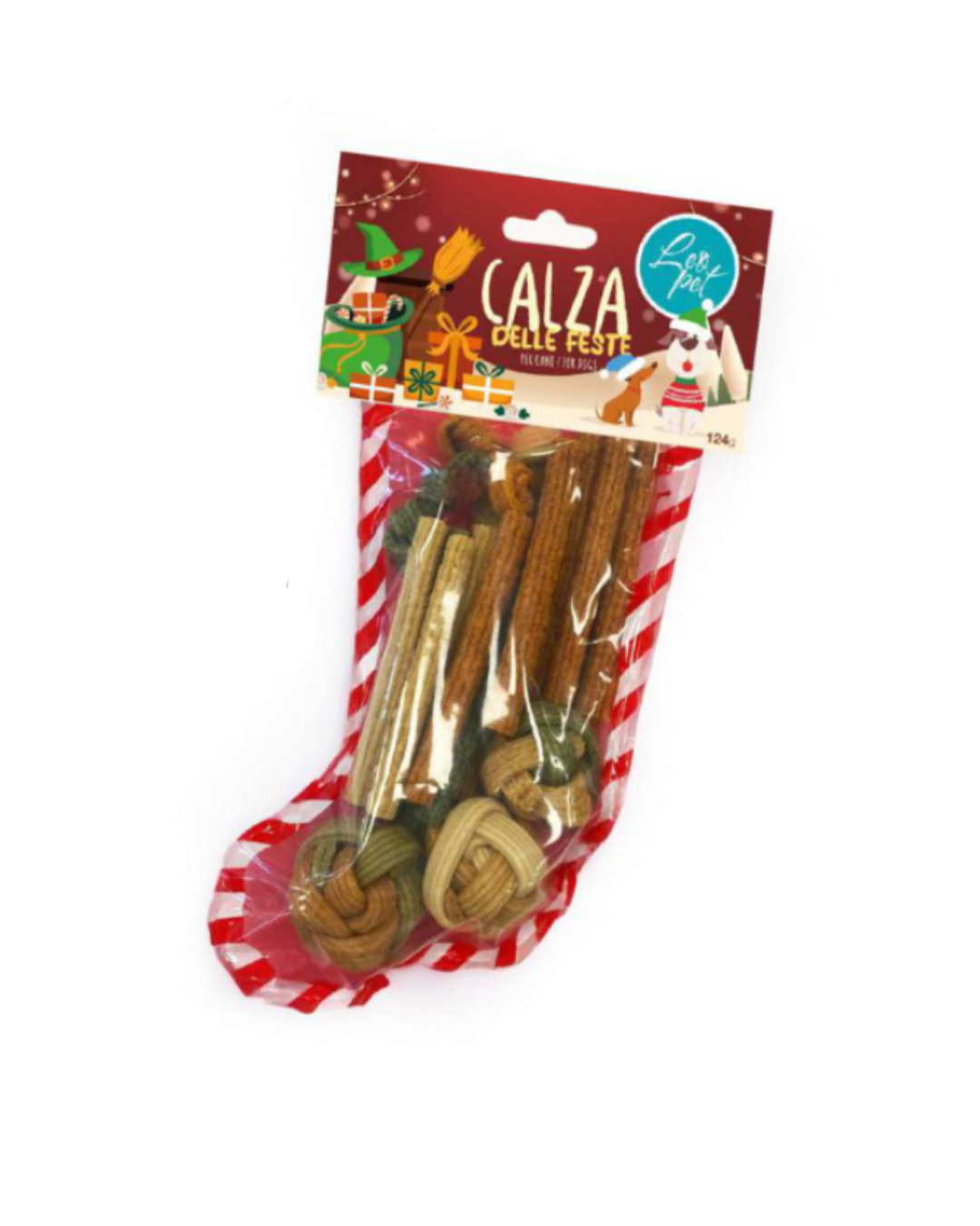 Leopet - Calza Regalo con Snack per Cani 124gr