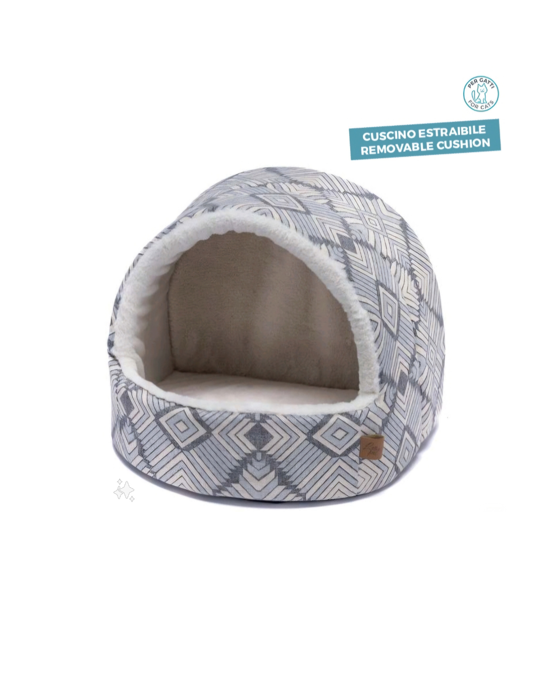 Leopet - Cuccia Igloo Gris - 44x42x42h cm - con Cuscino Estraibile e Pieghevole