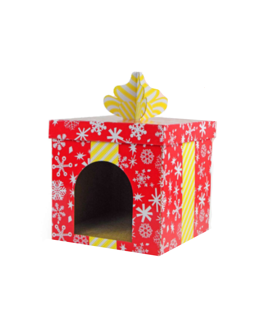 Leopet - Cuccia Tiragraffi in Cartone Regalo di Natale 38x38x38H cm