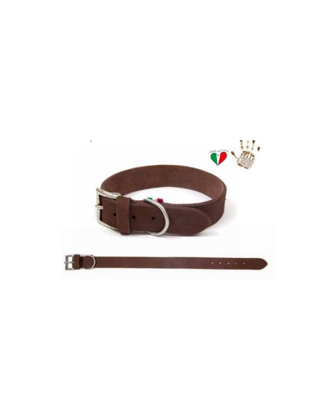 Leopet - Da Vinci Collare In Pelle Ingrassata - Marrone 40 cm